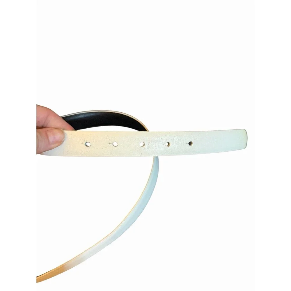 Nike Golf E.86 Leather Belt White Size L 34-38in Silver Buckle 1” Width